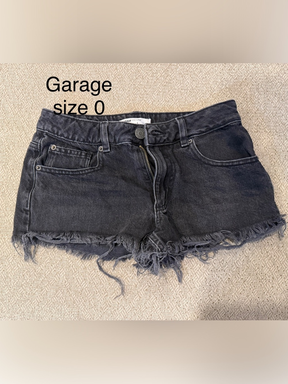 Garage Charcoal Black Low-Rise Denim Shorts